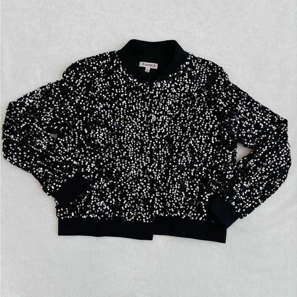 Nanette Lepore Black and Silver Sequin Jacket